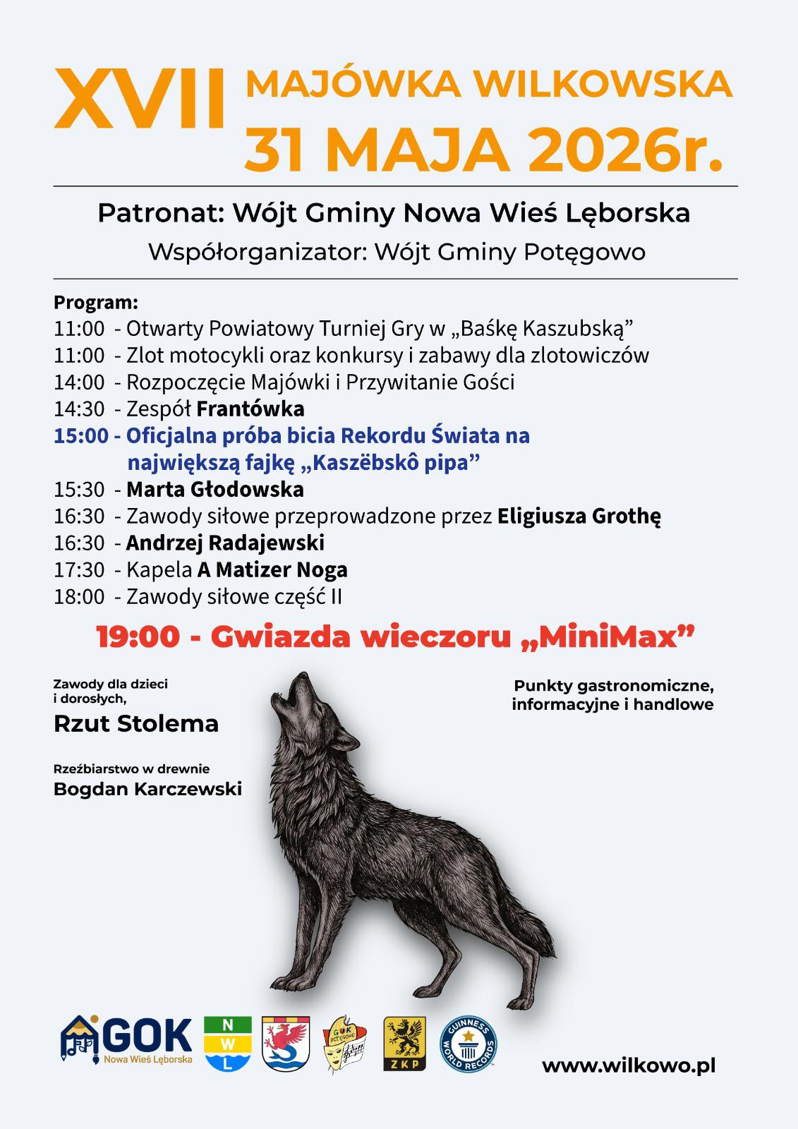 plakat informacyjny XVII Majówka Wilkowska — 31 maja 2026 r.